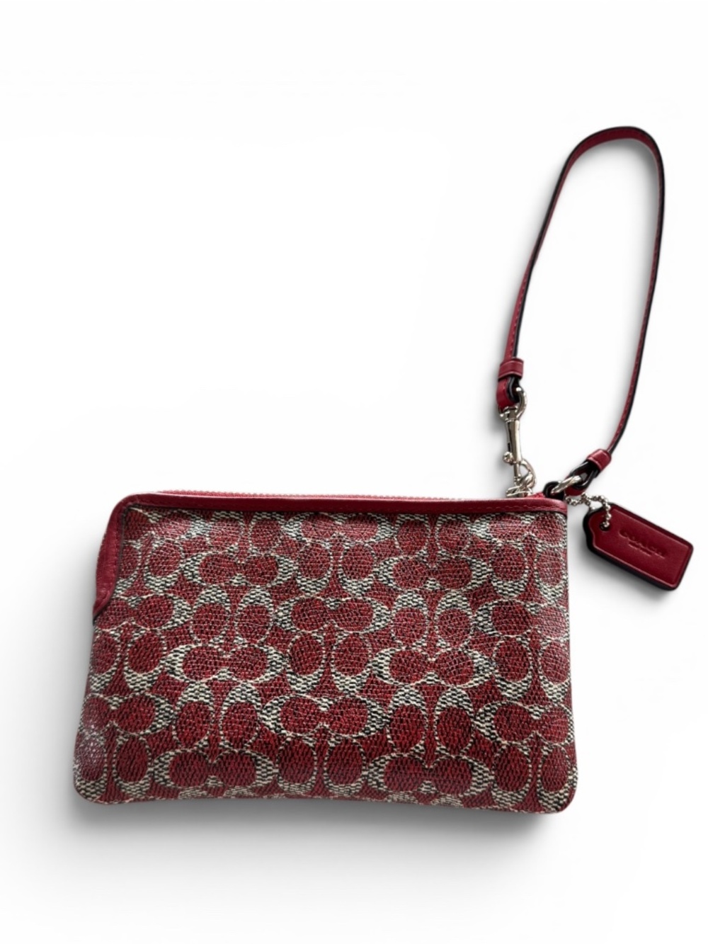 Coach Signature Wristlet - F1461 - Red and Gray